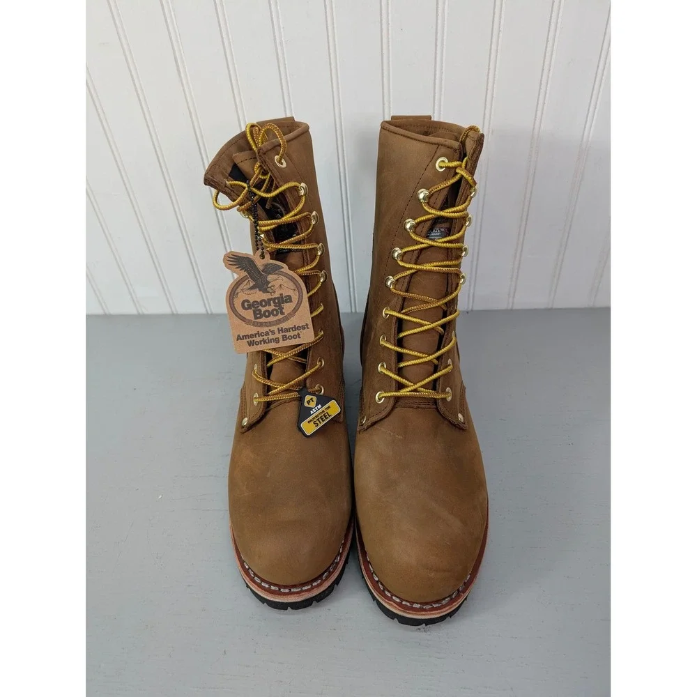Georgia Logger Boots Men‎ GB00065 400G Waterproof Insulated Steel Toe 10.5M NOB